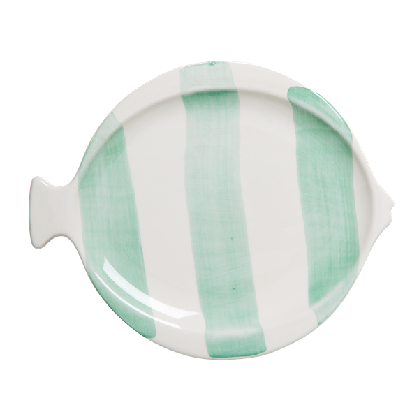 Striped fish shaped lunch plate green