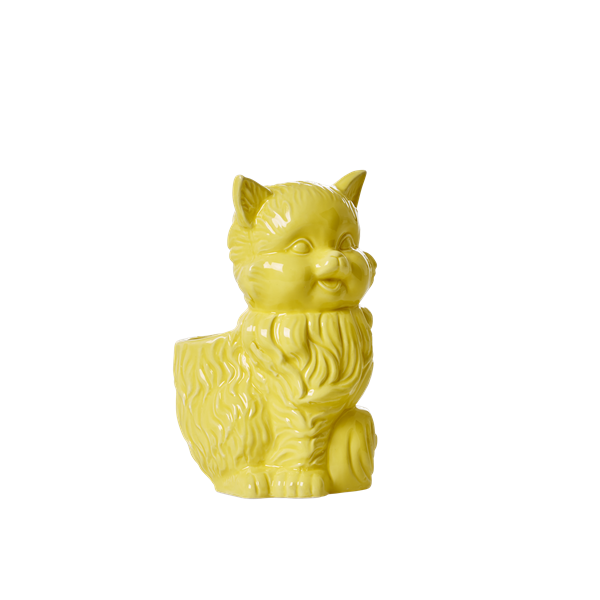 Ceramic cat toothbrush holder yellow
