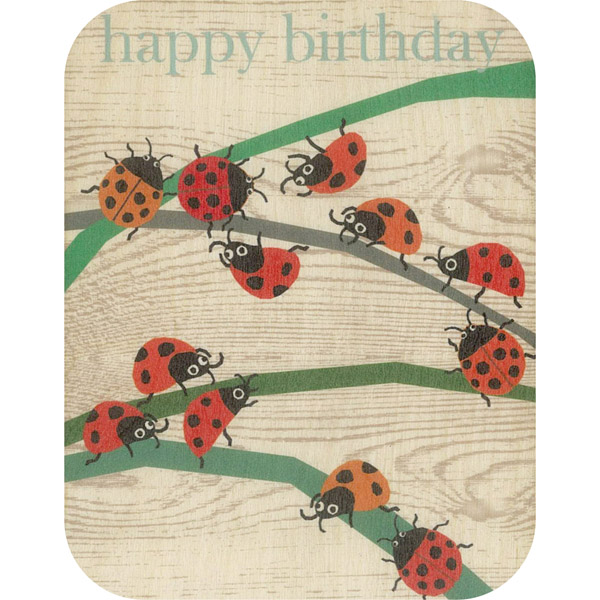 Wooden card hb day lady bugs