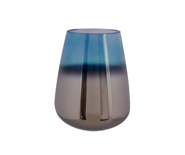 Vase oiled glass blue medium