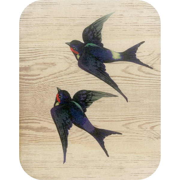 Wooden card 2 swallows