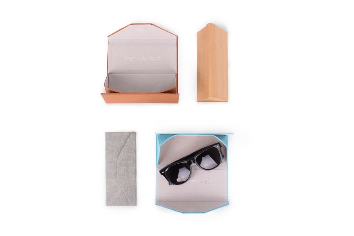 QP foldable glasses case navy blue