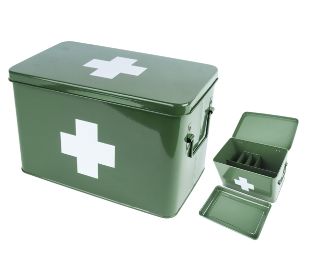 Medicijn box groen/ wit kruis large