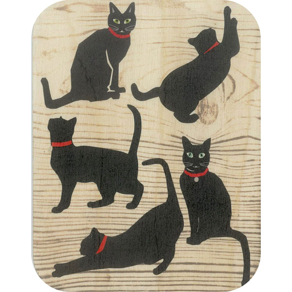 Wooden card black cats
