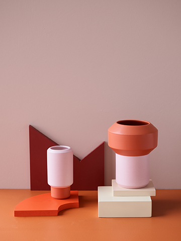 Fumario vase orange pink 20,5 cm