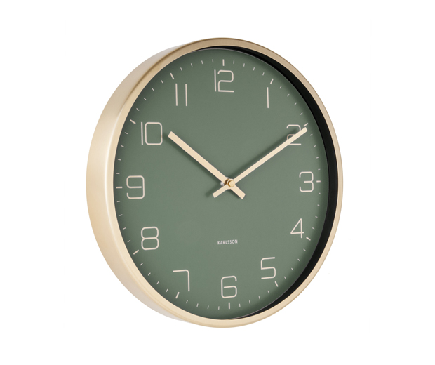Wall clock gold elegance green