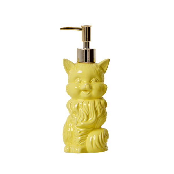 Ceramic cat soap dispenser yellow