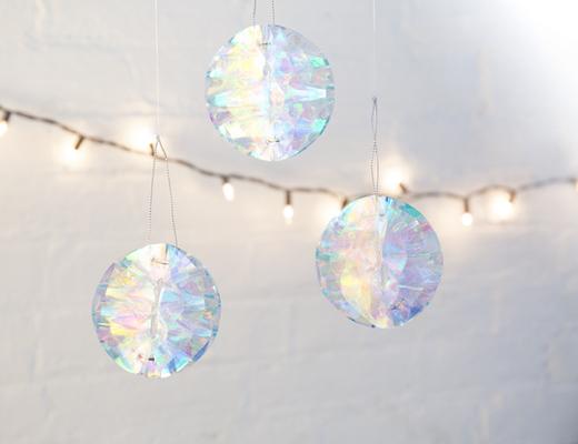 Iridescent party ornament set of 6
