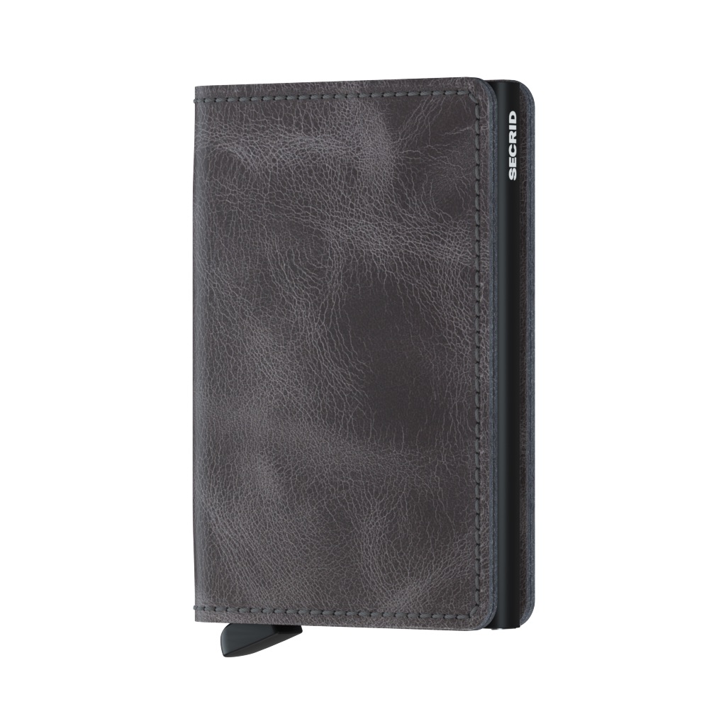 Slim wallet vintage grey-black