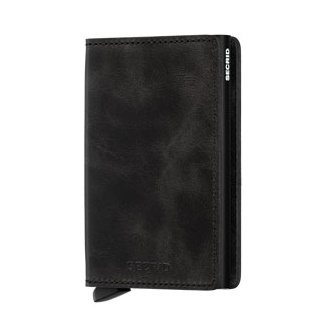 Slim wallet vintage black leather