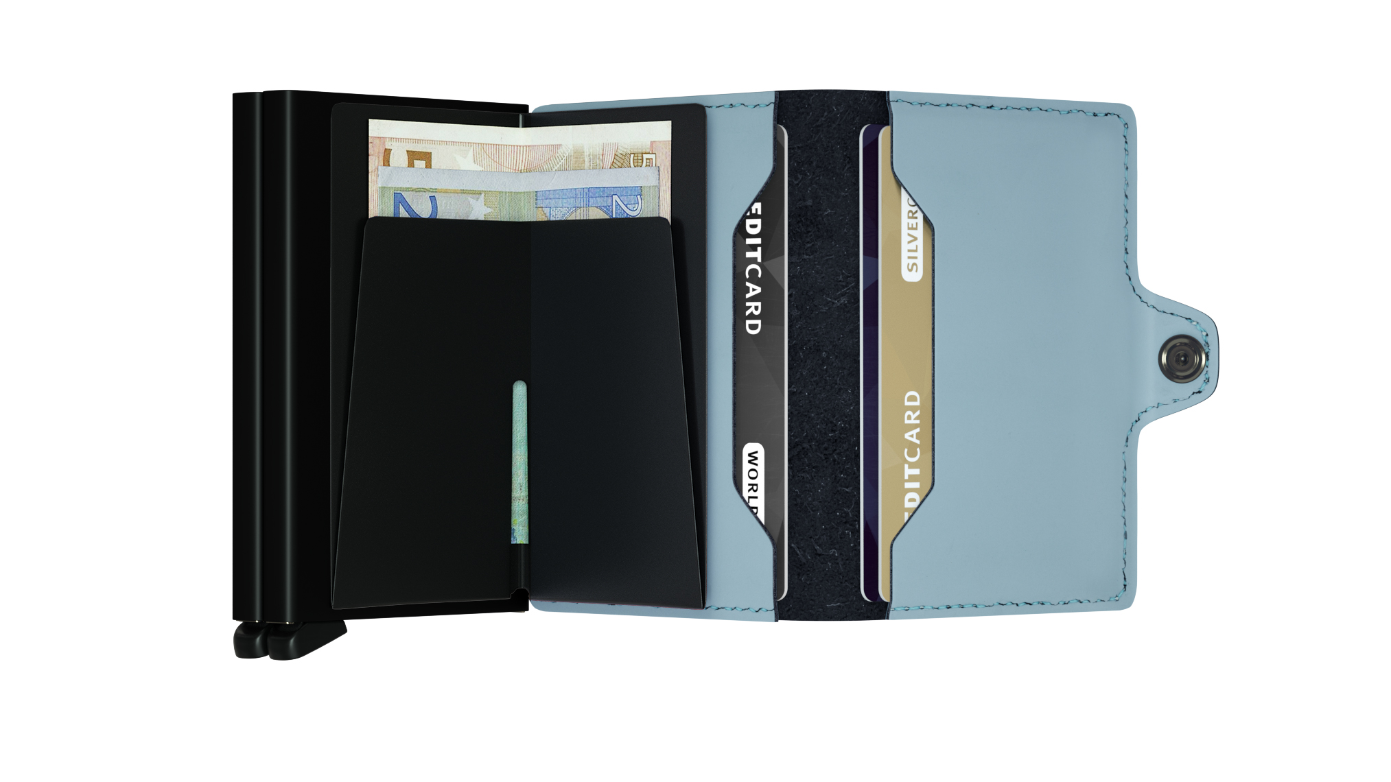 Twin wallet matte blue