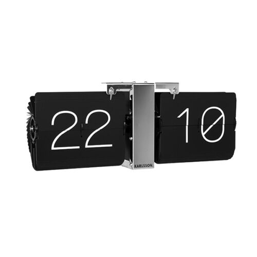 Flip clock no case black chrome