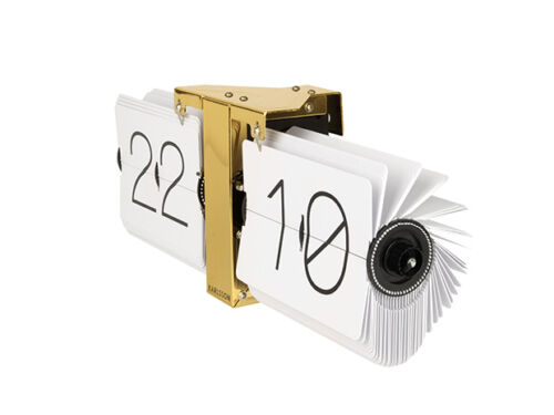 Flip clock no case white brass