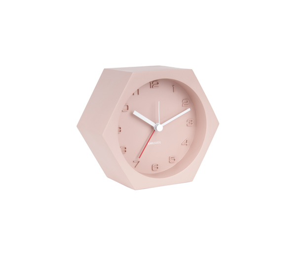 Alarm clock hexagon concrete pink