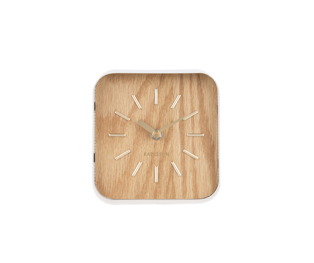 Table clock squared white steel