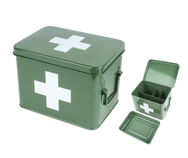Medicijn box groen/ wit kruis medium