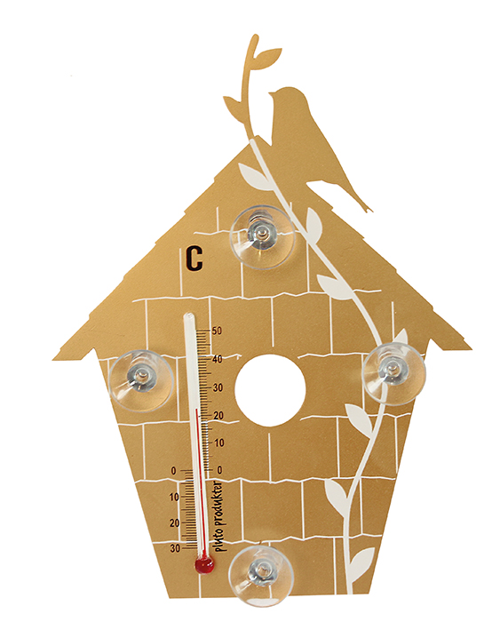Thermometer birdhouse gold