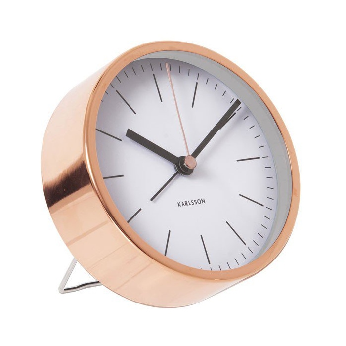 Alarm clock minimal white copper
