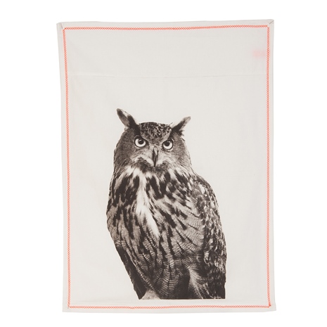 Tea towel plain white owl