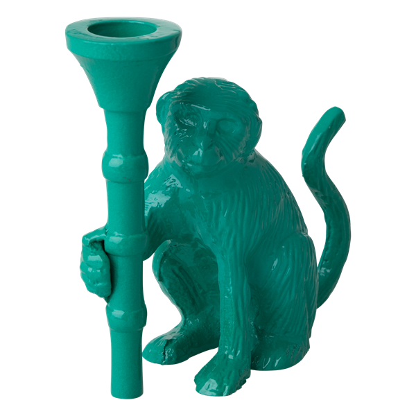 Monkey metal candle holder dark green