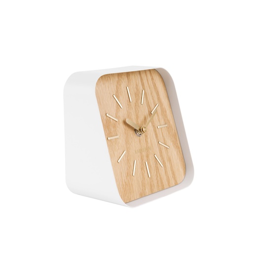 Table clock squared white steel