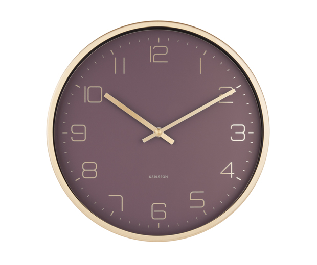 Wall clock gold elegance purple
