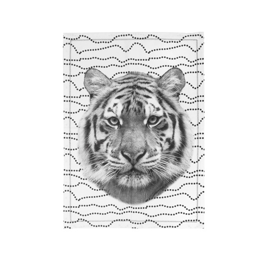 Tea towel tiger face black stitch