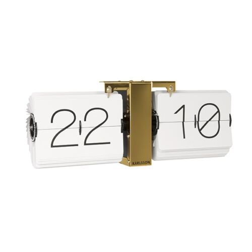 Flip clock no case white brass