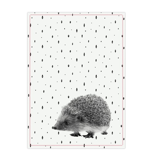 Tea towel hedgehog cotton pink stitch
