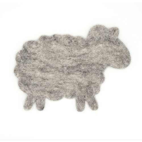 Wool felt sheep trivet grey