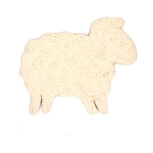 Wool felt sheep trivet white
