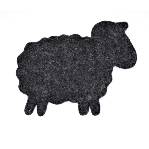 Wool felt sheep trivet black