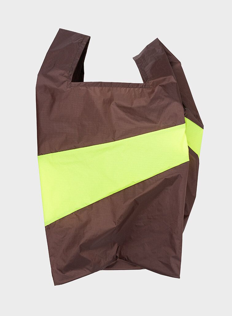 Shoppingbag 2003 brown & fluo yellow L
