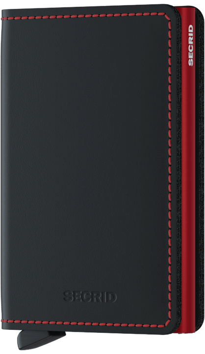 Slim wallet matte black & red