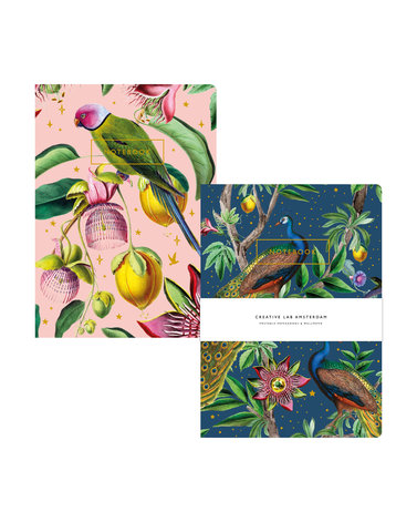 passion peacock/botanical garden notebook set