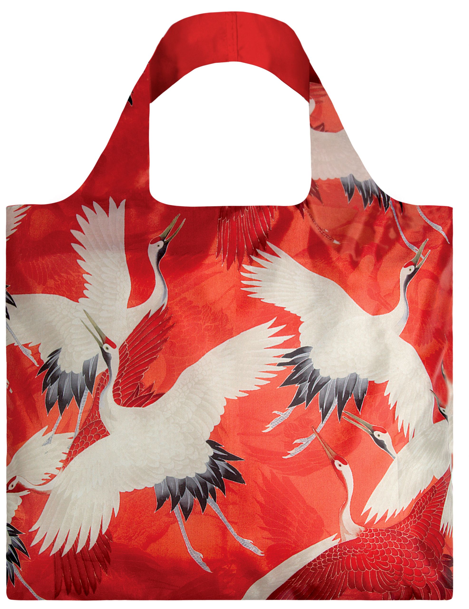 Loqi tote museum collection - white and red cranes