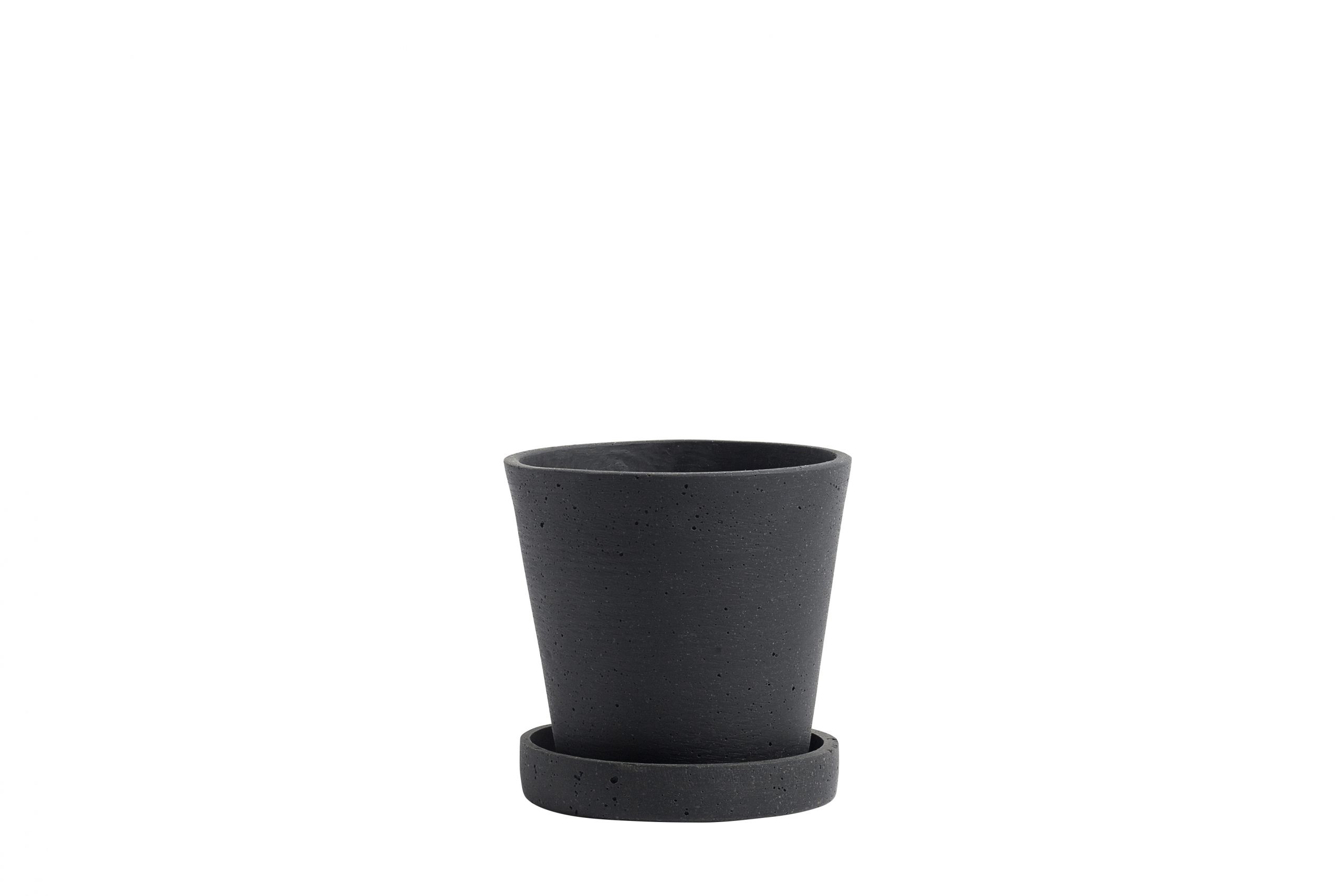 Flowerpot with saucer S black