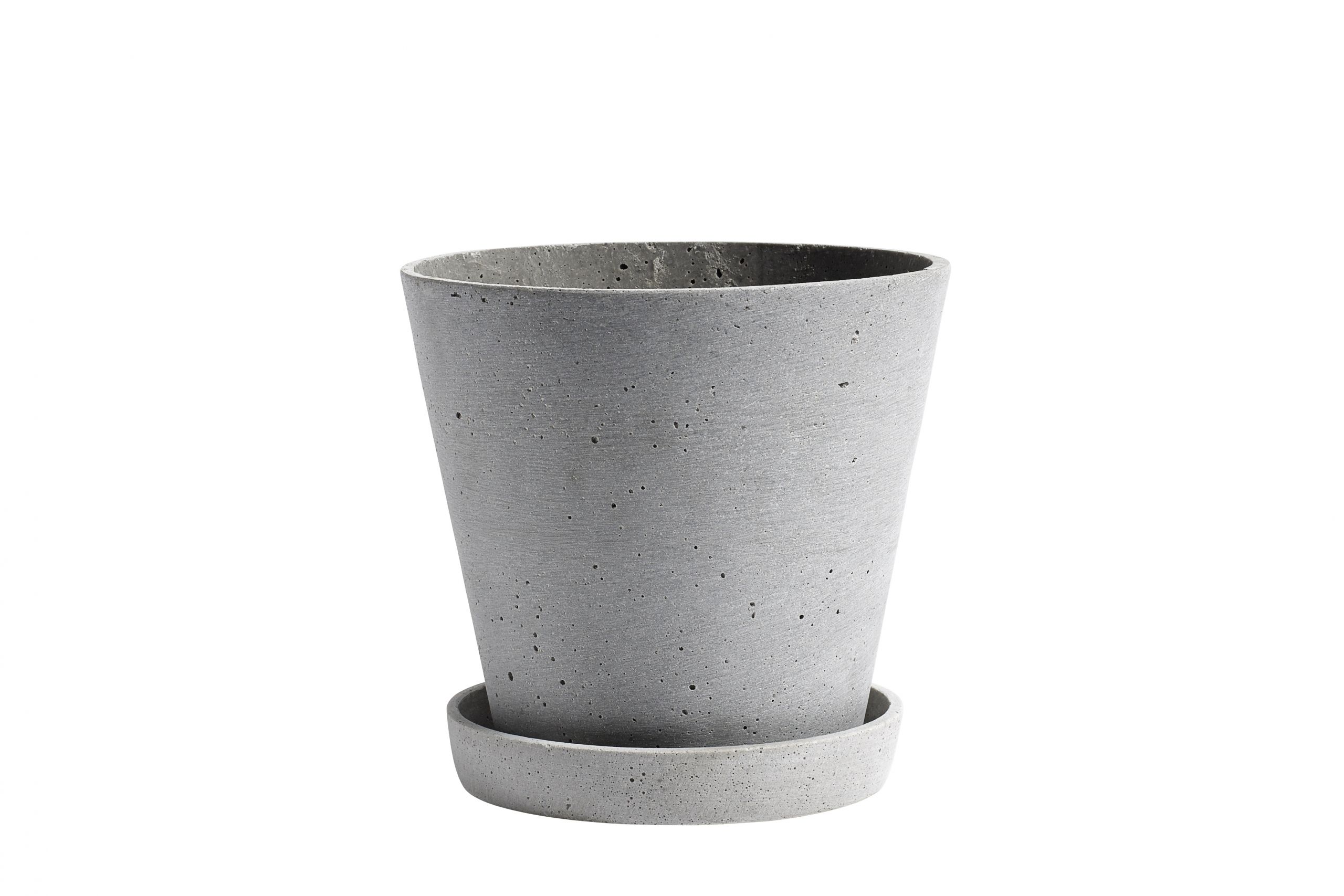 Flowerpot with saucer L grey