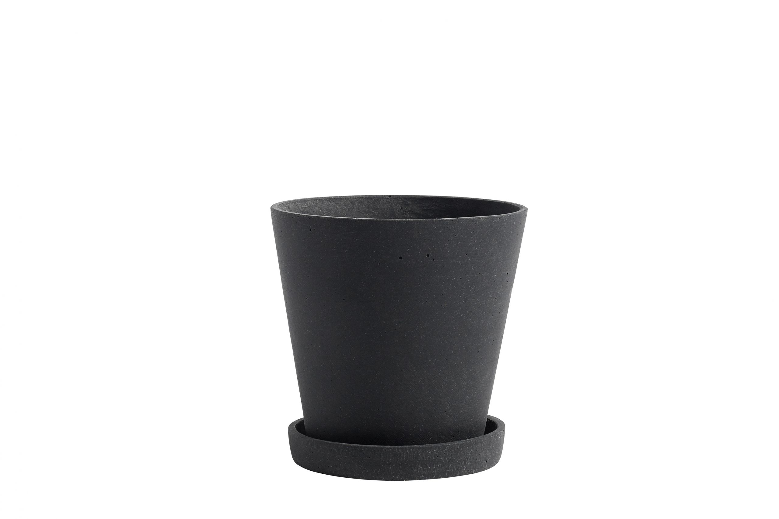 Flowerpot with saucer M black