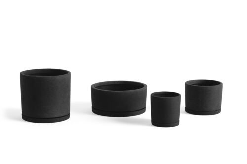 Plant pot with saucer XL black