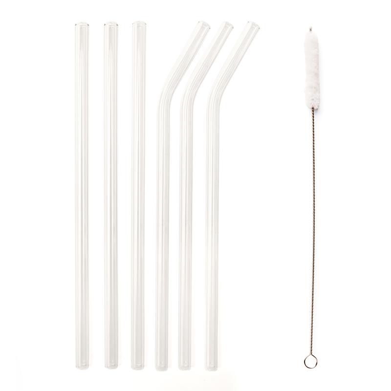 Clear Reusable Glass Straws s/6