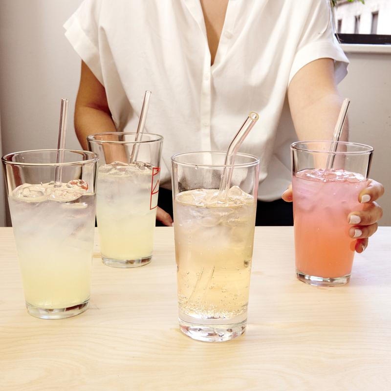 Clear Reusable Glass Straws s/6