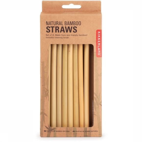 Natural Bamboo Straws set van 8