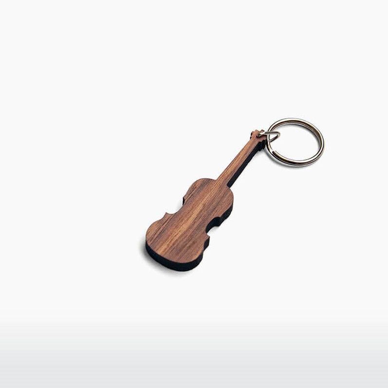 Sleutelhanger viool walnoot