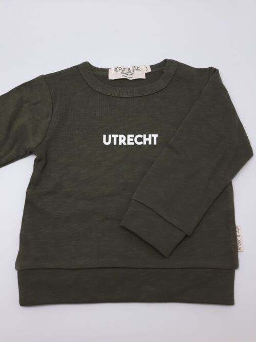 Sweater Utrecht kaki white 12 maanden