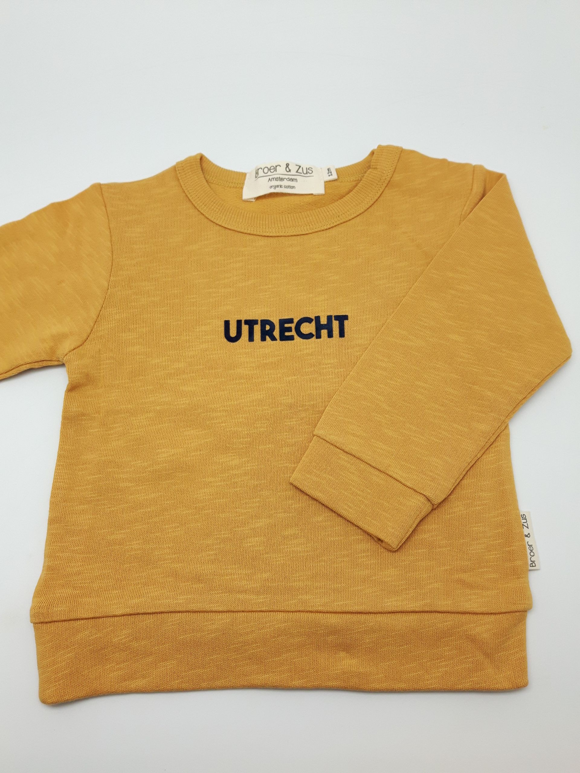 Sweater Utrecht mosterd navy flock 12 maanden