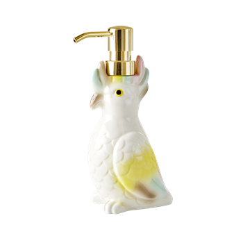 Ceramic soap dispenser cockatoo