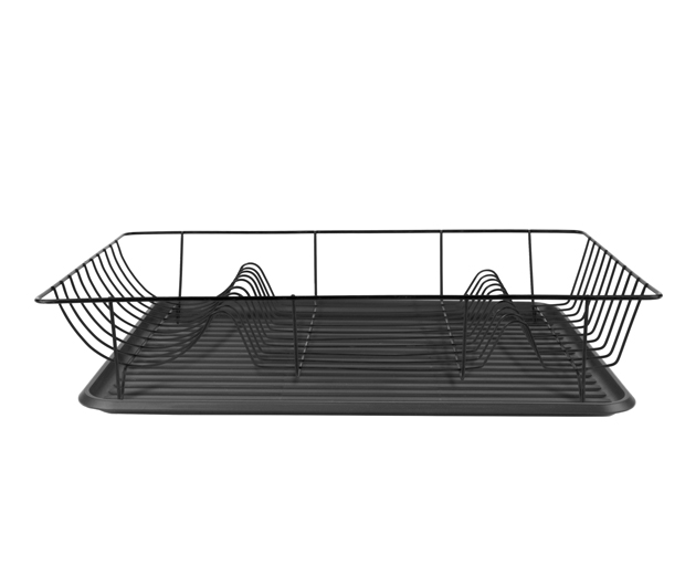 Dish rack linea black w. matt black tray