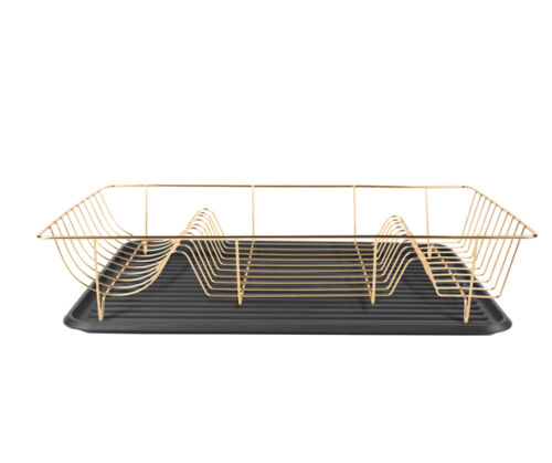 Dish rack linea gold w. matt black tray
