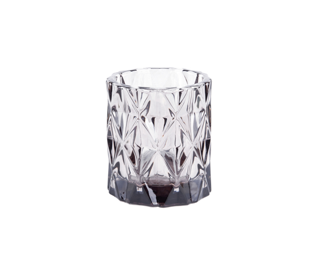Tealight holder gem glass grey